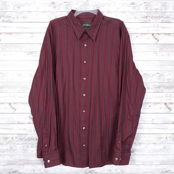 Eddie Bauer Shirt Mens XL Tall Long Sleeve Button Up Blue Stripe 136A - Picture 1 of 5